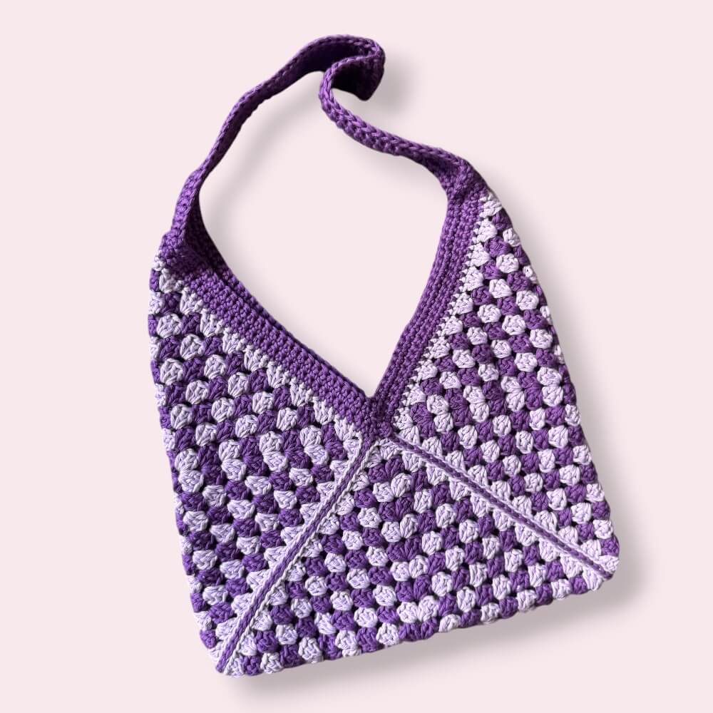 Handmade Purple Shoulder Bag | Crochet Cotton Purse