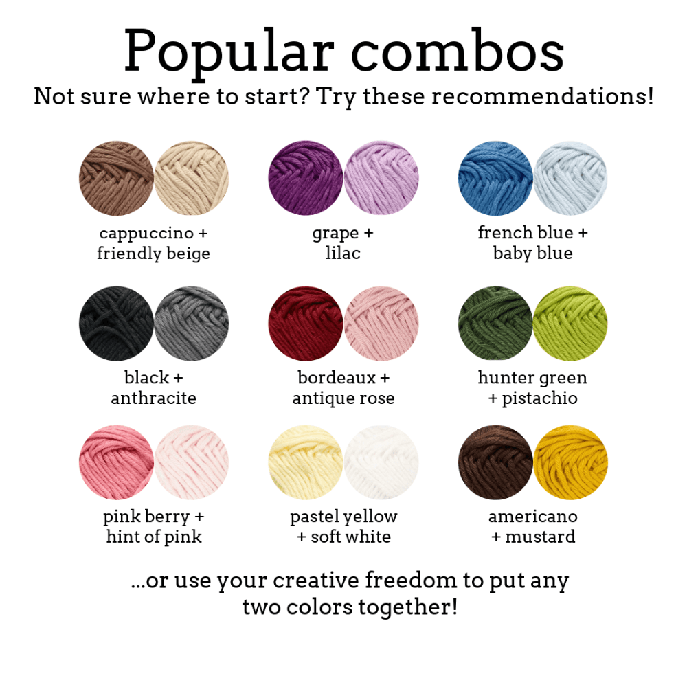 Color swatches with recommended combinations and text on a white background