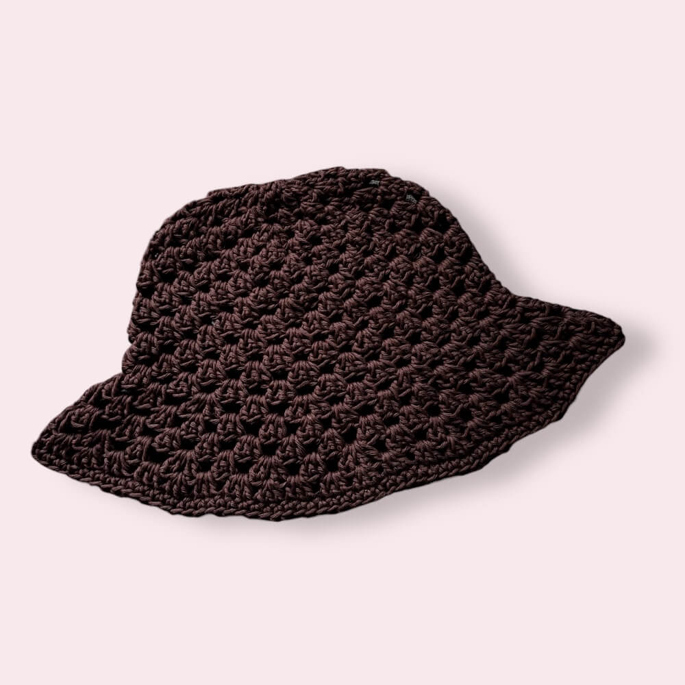 Dark brown crochet bucket hat