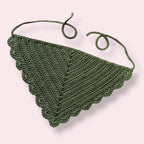 Dark green crochet hair bandana on plain background