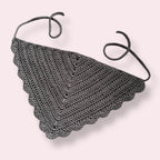 Gray crochet bandana on plain background