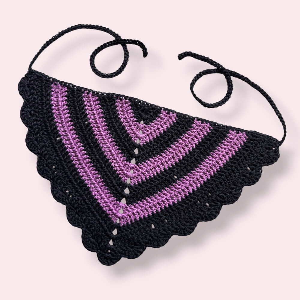 Halloween Handmade Hair Bandana | Purple and Black Crochet Cotton Headband