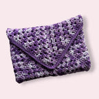 Purple Handmade Book Sleeve | Crochet Cotton Envelope Case