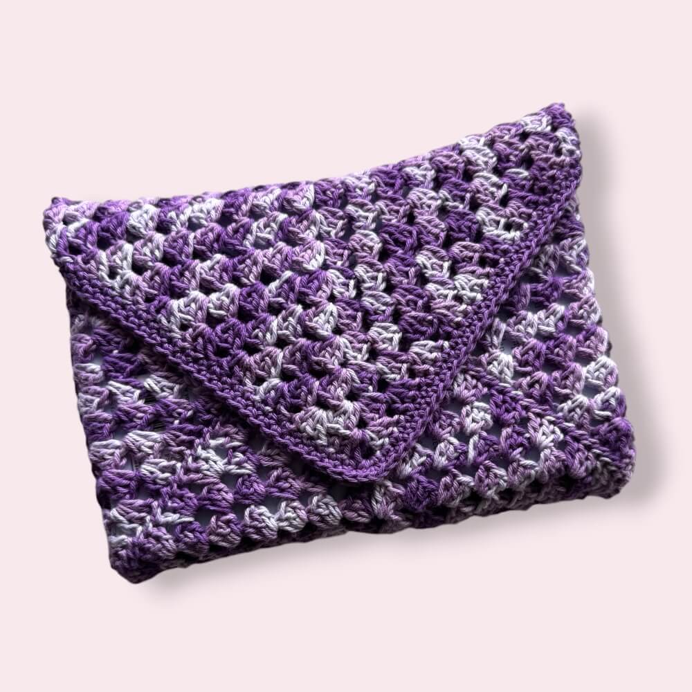 Purple Handmade Book Sleeve | Crochet Cotton Envelope Case