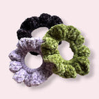 3pc Handmade Halloween Scrunchie Set | Crochet Velvet Hair Ties