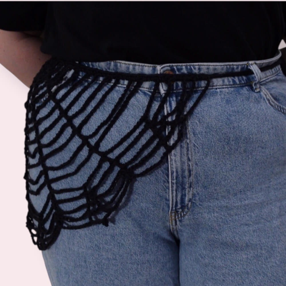 Crochet Spiderweb Waist Bandana | Handmade Cotton Halloween Accessory