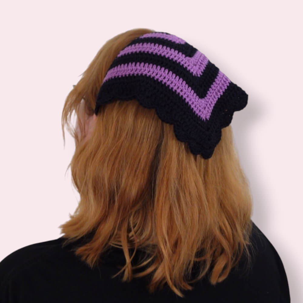 Halloween Handmade Hair Bandana | Purple and Black Crochet Cotton Headband