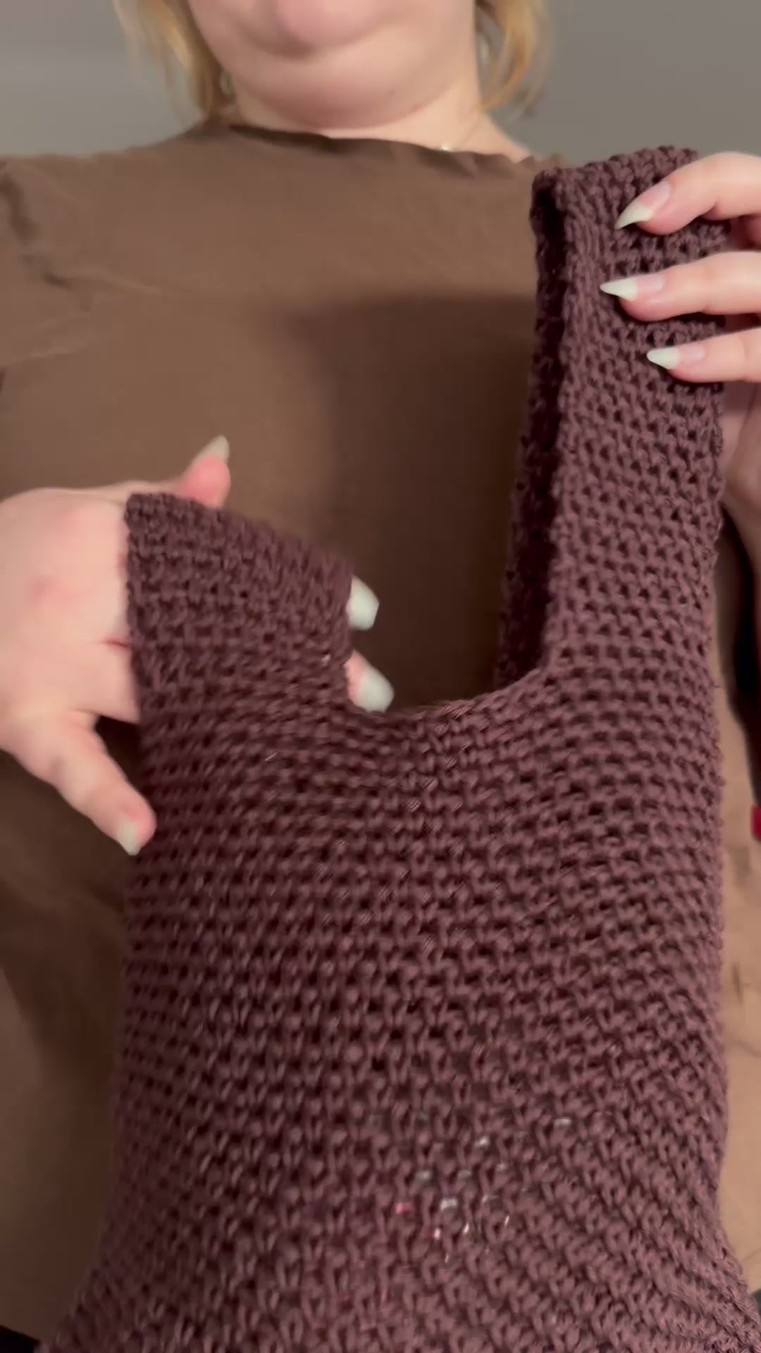Brown Japanese Knot Bag | Handmade Crochet Wristbag